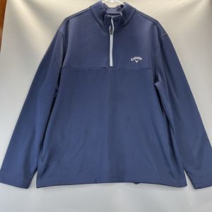 Callaway Golf Pullover  Mens L Large 1/4 Zip Mock Neck Long Sleeve Navy Blue